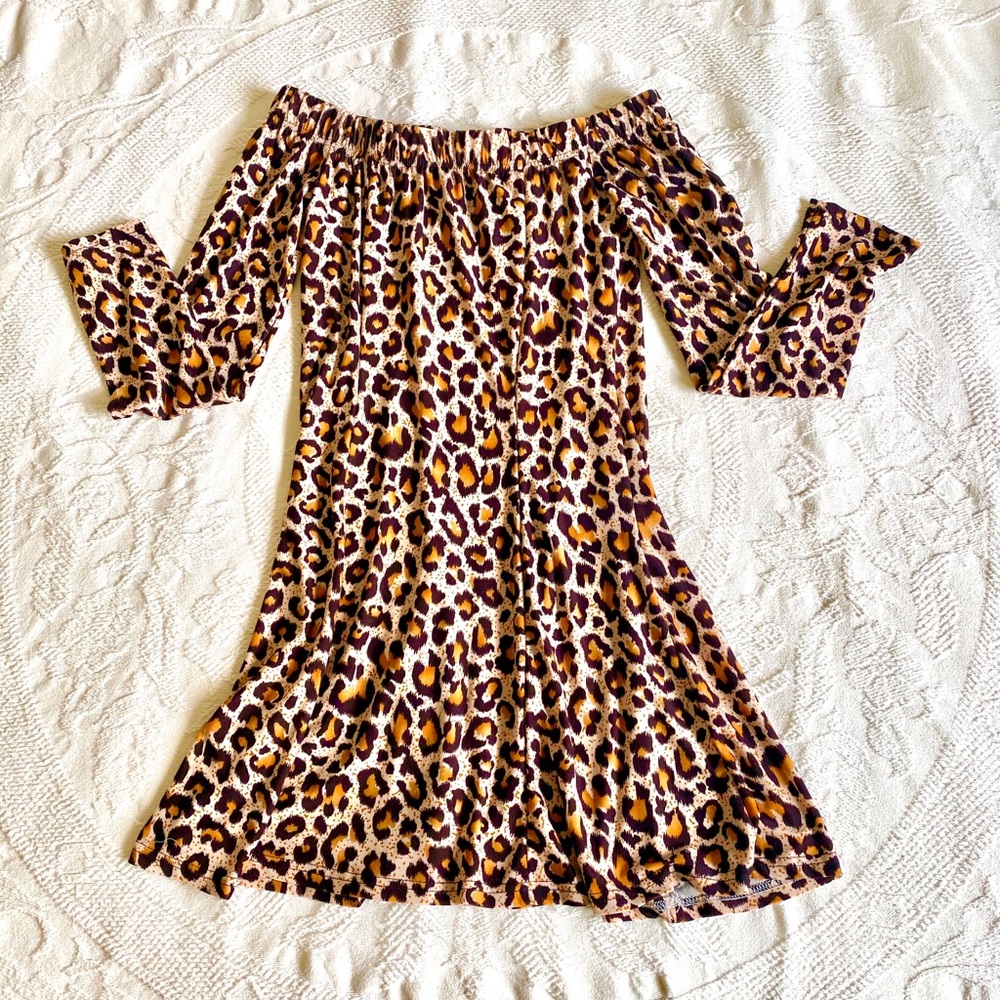 NWOT Off the Shoulder Cheetah Dress